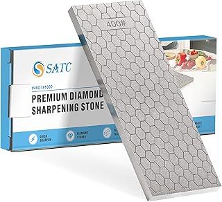S SATC Diamond Sharpening Stone 2 Side Grit 400/1000 Diamond Plate Honing Stone 8-inch Hone Sharpener