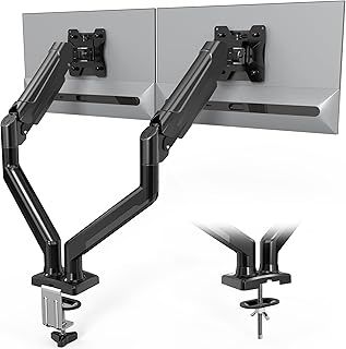 BONTEC Dual Monitor Desk Mount for 32 inch screens, Ergonomic Gas Spring Arm Stand with Cable Management, Tilt, Swivel, Rotation, VESA 75/100 mm