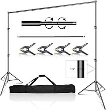 Backdrop Stand 3 x 3m/ 10 x 10 ft, Heavy Duty Background Support Adjustable Photography Frame Kit for Photo Video Studio