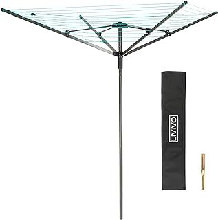 LIVIVO Outdoor Garden 4 Arm 45m folding Rotary Washing Line Clothes Airer Dryer with Free Ground Spike and Cover (Charcoal)