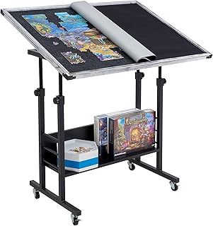 Becko Jigsaw Puzzle Table Tilting Table with Height Adjustment for Up to 1500 Pieces, Enclosed with 4 wheels
