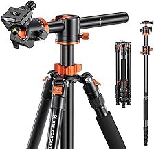 K&F Concept Camera Tripod Monopod 67" Overhead Aluminum Lightweight Tripod with Horizontal Arm Transverse Center Column 360 Degree Ball Head TM2515T1 for Canon Nikon Sony