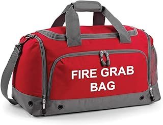 School Evacuation Fire Grab Bag - Printed Red Emergency Kit & Documents 30 Litre Holdall Bag