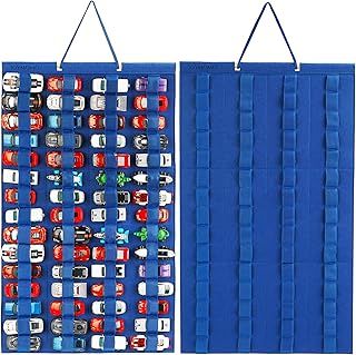 JOYMOMO Hanging Storage Organizer for Toy Cars Felt Display Case Hold Up 60 Toy Cars (Without Accessories)(Blue)