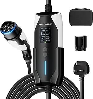 EV Charger Cable Type 2 to 3 Pin Plug 6/8/10/13A 5/6/10M Electric Car Charger, 12 Hours Delay, IP65 Waterproof, Digital Display, Home EV Charger with Cable Holder & Portable Bag (6M)