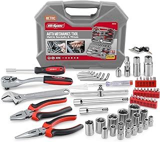 Hi-Spec 67pc Car Repair & Motor Mechanics Vehicle Tool Kit Set for Home Garage & Workshop DIY. In a Compact Tool Box Case of Pliers, Ratchet Wrench and Sockets