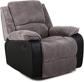POSTANA JUMBO CORD FABRIC RECLINER ARMCHAIR SOFA LOUNGE HOME RECLINING CHAIR (Grey)