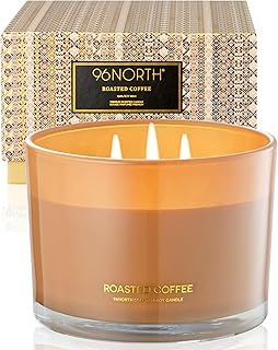 96NORTH Luxury Coffee Soy Candle | Large 3 Wick Jar Candle | Up to 50 Hours Burning Time | 100% Natural Soy Wax | Relaxing Aromatherapy Aesthetic Candle