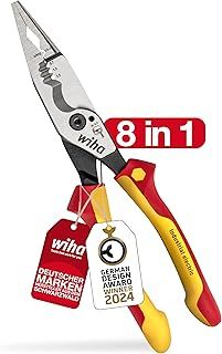 Wiha Multifunctional Pliers for Electricians 8-in-1 I Crimping, Stripping, Cutting, Gripping, Deburring, Bending, Screwing, Cutting Screws (45705)