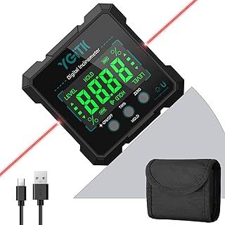 Digital Level Box Angle Finder Level Gauge, 4-Side Aluminum Strong Magnetic Angle Gauge with LCD-Display, USB Fast Charging IP54 Waterproof 4 * 90° Inclinometer for Carpentry Building DIY
