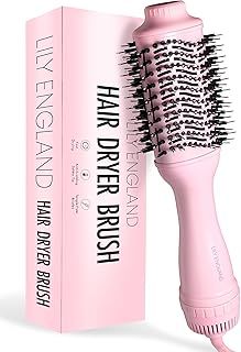 Lily England Hair Dryer Brush - Hot Air Styling Brush for Short & Long Hair - Electric Hair Dryer Styler with Hot Brush for Volume - Travel Friendly Heated Hairbrush (Pink)