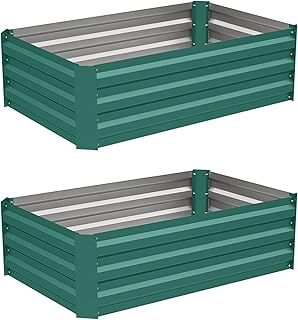 2 Packs 180x90x57cm Metal Raised Beds for Garden Vegetables, 923L Raised Planters Outdoor Large, Galvanised Raised Garden Planter Box Kit Bottomless Raised Bed for Plants Growing, Green