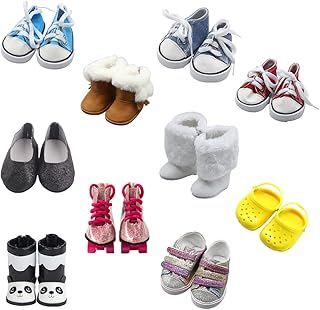 10 Pairs of 18 Inch Doll Shoes, BOSOIRSOU 7cm Boots Dance Shoes Sandals Casual Shoes Canvas Shoes Fit for 45cm American Girl Doll Accessories