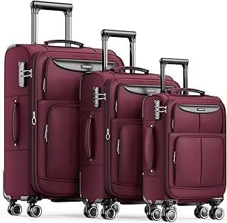 SHOWKOO Suitcase Sets 3 Piece Softshell Expandable Lightweight Durable Travel Luggage with Double Spinner Wheels TSA Lock, 20" 24" 28"