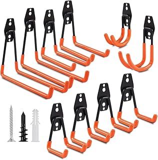 Garage Hooks, Steel Heavy Duty Garage Storage Hooks for Organizing Power Tools,Ladder,Bulk Items (Pack of 10)