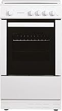 LEGACY50GSLF Single Oven Gas Cooker with Enamel Lid, 4 Gas Burners, Integrated Grill, 50cm Wide, 1 Oven Shelf, Includes 2 Trays, LPG Conversion Kit Included, White