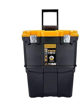 DIY Professional Heavy Duty 19 inch Black & Yellow Mobile Portable Toolbox With Tote Tray Impact Resistant, Large Rolling Tool Box For Your Tools