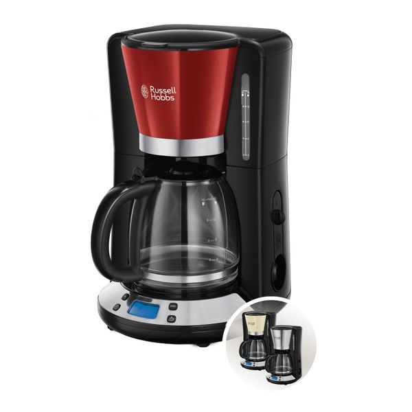 Russell Hobbs Digital Glass Coffee Maker Victoria 1.25 L WhirlTech Brewing Technology Digital Control with Programmable Timer 1100 Watt,Black