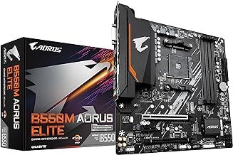Gigabyte B550M AORUS ELITE Motherboard - Supports AMD Ryzen 5000 Series AM4 CPUs, 5+3 Phases Pure Digital VRM, up to 4733MHz DDR4 (OC), 2xPCIe 3.0 M.2, GbE LAN, USB 3.2 Gen1