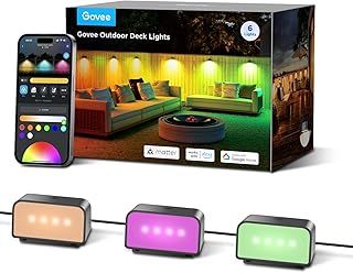Govee Outdoor Decking Lights, RGBIC Fence Lights with White Light, IP65 Smart Step Lights, Works with Alexa and Matter, for Patio, Yard, Wired 6 Packs