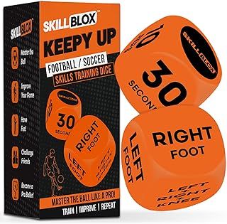 SKILL BLOX Football Keepy Up Training Dice (2 pcs) - Gifts for Boys and Girls - Soccer Skills Training (SKILLBLOX KEEPY UP DICE)