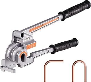 VEVOR Pipe Tube Bender, 1/4", 3/8", 1/2" OD, 3 in 1 Manual Level Tube Bender, 180° Copper Aluminum Pipes Bending Tools for HVAC Air Conditioning Refrigerator Repair