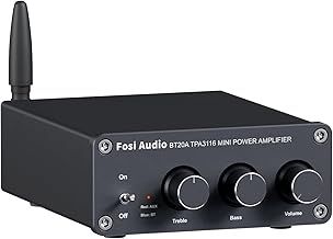 Fosi Audio BT20A Bluetooth Amplifier for Speakers, Mini Stereo 2 Channel Amp Class D, with TPA3116 Chips 100W x 2 and Bass Treble Controls, for Home Audio Outdoor Passive Desktop Bookshelf Speakers