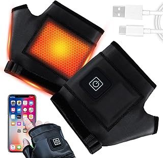 Rechargeable Heated Fingerless Gloves, Half Fingers USB Heating Warm Glove Mittens for Women Man Winter Work Touchscreen Outdoor Sports