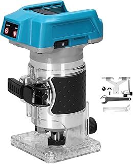 Brushless Router Trimmer, Weytoll 18V 18000RPM Electric Hand Palm Router, Cordless Trim Router, 6.35mm Trim Diameter Compact Wood Router Tool Suitable for Makita Battery, 6 Level Speed (Tool Only)