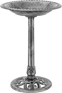 VIVOHOME Birdbath for Garden 71 cm Height Polyresin Lightweight Antique Plastic Resin Standing Outdoor Water Bowl for Birds