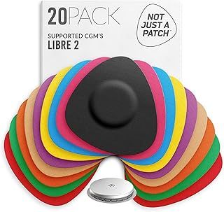 Freestyle Libre 2 Sensor Covers (20 Pack) Lingo CGM Patches for Freestyle Libre 2 - Water Resistant & Durable for 10-14 Days - Pre-Cut in Multicolor