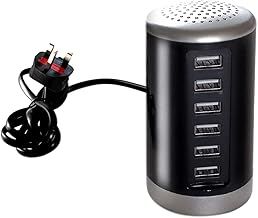 Balabaxer Desktop USB Charging Station - 6-Port, Multi-Device Charger for Apple, Smartphones, Tablets and More (Black)