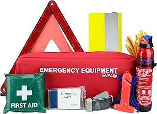 Advanced Car Safety Kit with Extinguisher and Torch UK Standard Parts Includes Warning Triangle, First aid kit, Emergency Blanket, Safety Hammer, Torch, high Visibility Vest, Carry Bag