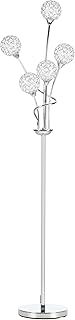 HOMCOM 5-Light Upright Floor Lamps for Living Room with Lampshade, Modern Standing Lamp for Bedroom, Bulb not Included, Silver