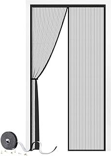 Magnetic Door Screen 90 x 210 cm, SMALUCK Heavy Duty Fly Door Screen Mesh with Powerful Magnets, Durable Mesh Curtains Keeps Bugs Out, Frame Hook & Loop, Kid and Pet Friendly