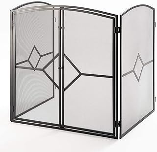 Crannog Heavy Duty Fire Guard Screen with Front Door, Features Back Safety Latch for Child & Baby. for Fireplace, Open Fire, Log Burner. Screen Fireguard to Keep Dog, Cat, Pet & Dogs Safe (Design)