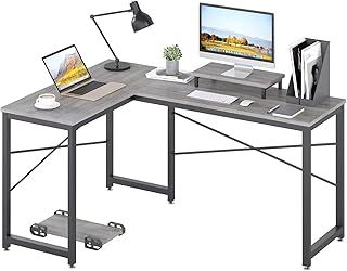 Computer Desk, L Shaped Desk with Large Desktop, Corner Desk with Monitor Stand PC Laptop Table Computer Workstation for Home Office (Grey)