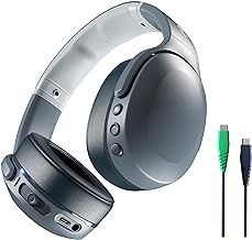 Skullcandy Crusher Evo Over-Ear Wireless Headphones with Sensory Bass, 40 Hr Battery, Microphone, Works with iPhone Android and Bluetooth Devices - Chill Grey