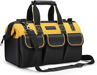 17-Inch Tool Bag Organiser, 43×17×25 cm, Muti-Purpose Wide Open Mouth Tool Storage Bag with Adjustable Shoulder Strap Tool Bag Organizer for Home DIY & Equipment Storage with Shoulder Strap