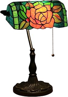 Bankers Lamp, Tiffany Style Lamp, Vintage Table Lamp For Desks, Stained Glass Lamp With Pull Chain Switch, for Home Office Bedroom Study Lamps, Nightstand Bedside Light,C
