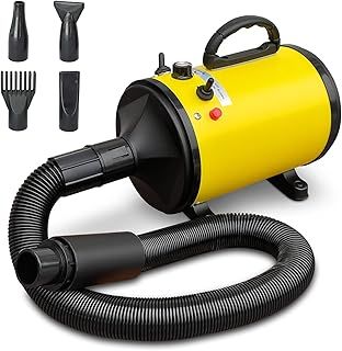 2800W Professional Pet Hair Dryer Pet Dog Grooming Hair Dryer With 4 Different Nozzles Motorcycle Power Dryer Portable Car Dryer (Yellow)