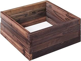 COSTWAY Raised Garden Bed, Wooden Elevated Planter Box with Open Bottom, Vegetable Fruit Flower Herb Flower Pot Growing Container (Brown, Square, 60 x 60 x 23cm)