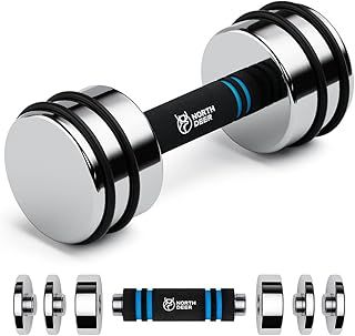 Northdeer Steel Dumbbells Ultracompact Adjustable 2.5kg 5kg 7.5kg 10kg 15kg 25kg Chrome Dumbbell with Foam Handles Home Gym Workout (Choice of Size)