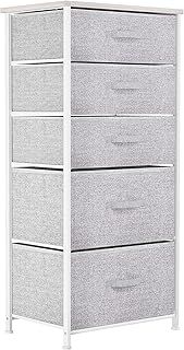 YITAHOME Chest of Drawers, Non-Woven Fabric 5-Drawer Storage Organizer Unit for Bedroom Living Room Closet, Sturdy Steel Frame, Easy Pull Fabric Bins & Wooden Top, Fabric Dresser