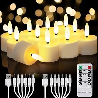 12-Pack Rechargeable Candles Tea Lights with Remote Timer, LED Tea Lights Candles Battery Operated, Rechargeable Flameless Candles for Home Decor Seasonal Decor