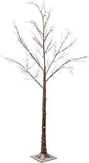 6ft Snowy Effect Brown Christmas Twig Tree Pre Lit With 96 Warm White LED