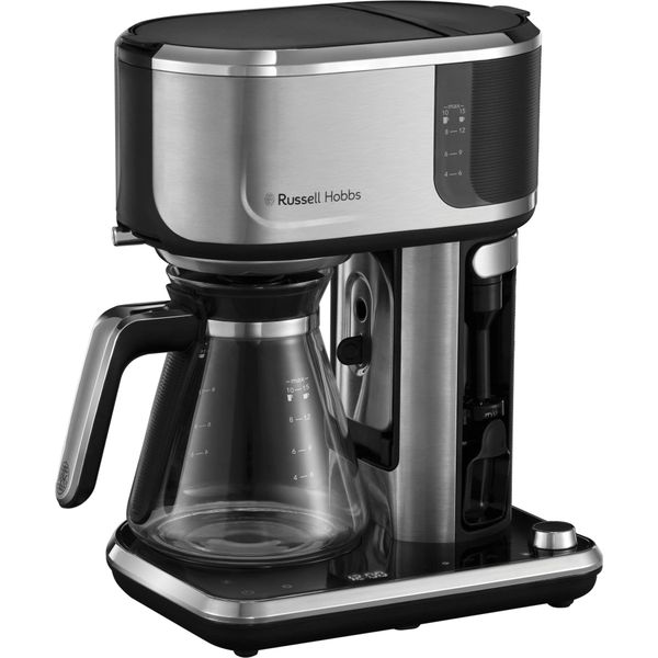 Russell Hobbs Coffee maker [Barista: Intensity adjustment, Cold brew, Milk frother] Attentiv (1400W, 1.25 L, Digital touch control, Programmable timer) Drip coffee maker 26230-56