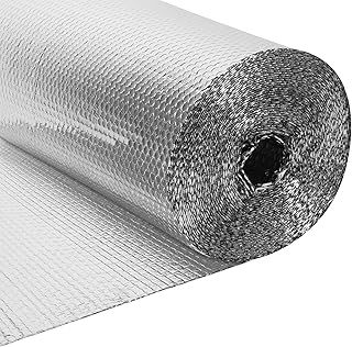 BLOSTM Foil Insulation Roll 1m x 25m - Radiator Reflector Panels for Floor, Ceiling, Roof, Wall Insulation - 3-in-1 Reflective Foil Insulation Roll - Heat & Vapour Barrier Saves Energy