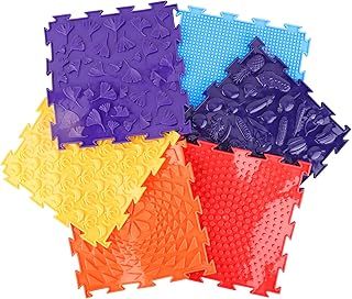 6pcs Massage Sensory Mats, Fun Rainbow Set of Sensory Mat Assorted Pattern Sensory Play Mats for Floor Massage Mat for Kids Baby Game Mat