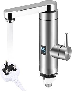 Instant Hot Water Tap, Electric Tap UK Plug, 220V 3000W Electric Hot and Cold Mixer Water Faucet with LED Digital Display for Kitchen Bathroom